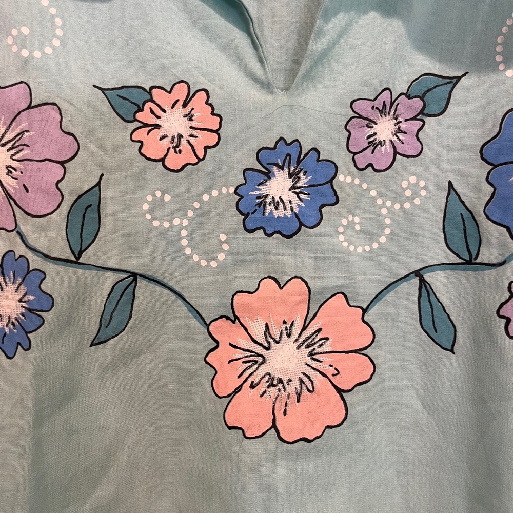 Vintage painted Floral Mint Green walking style pants Set. So granny! - Picture 2 of 12